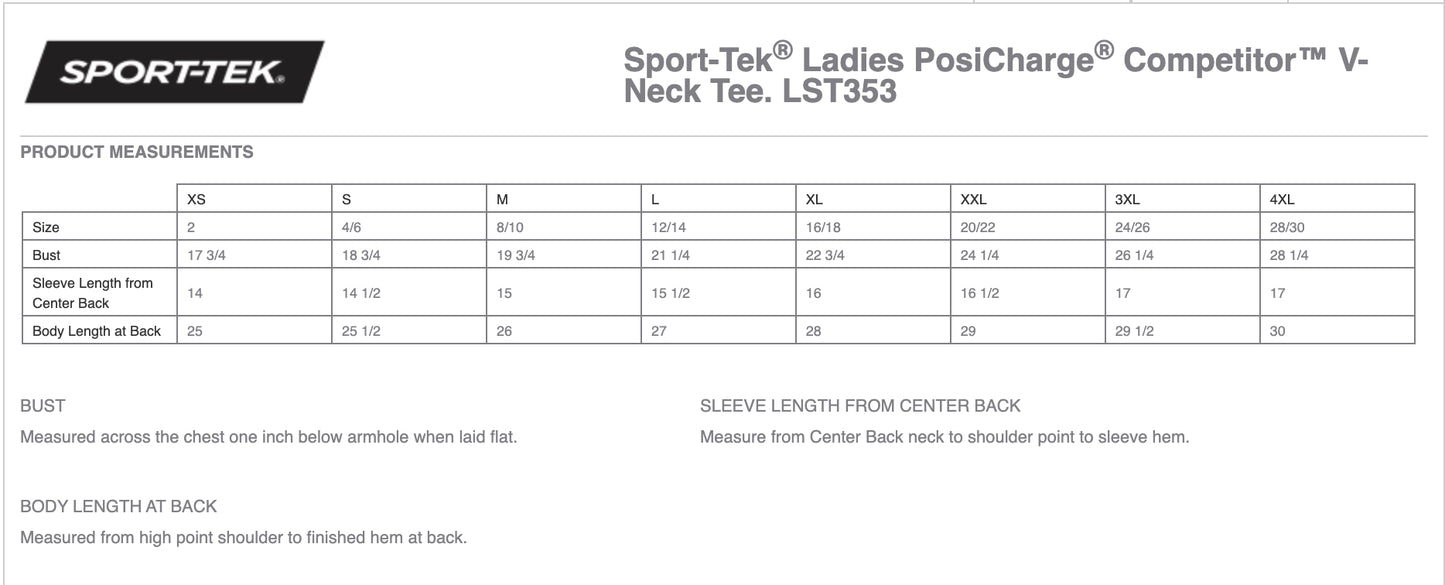 True Trail Sport-Tek Ladies V-Neck Short Sleeve Performance Tee