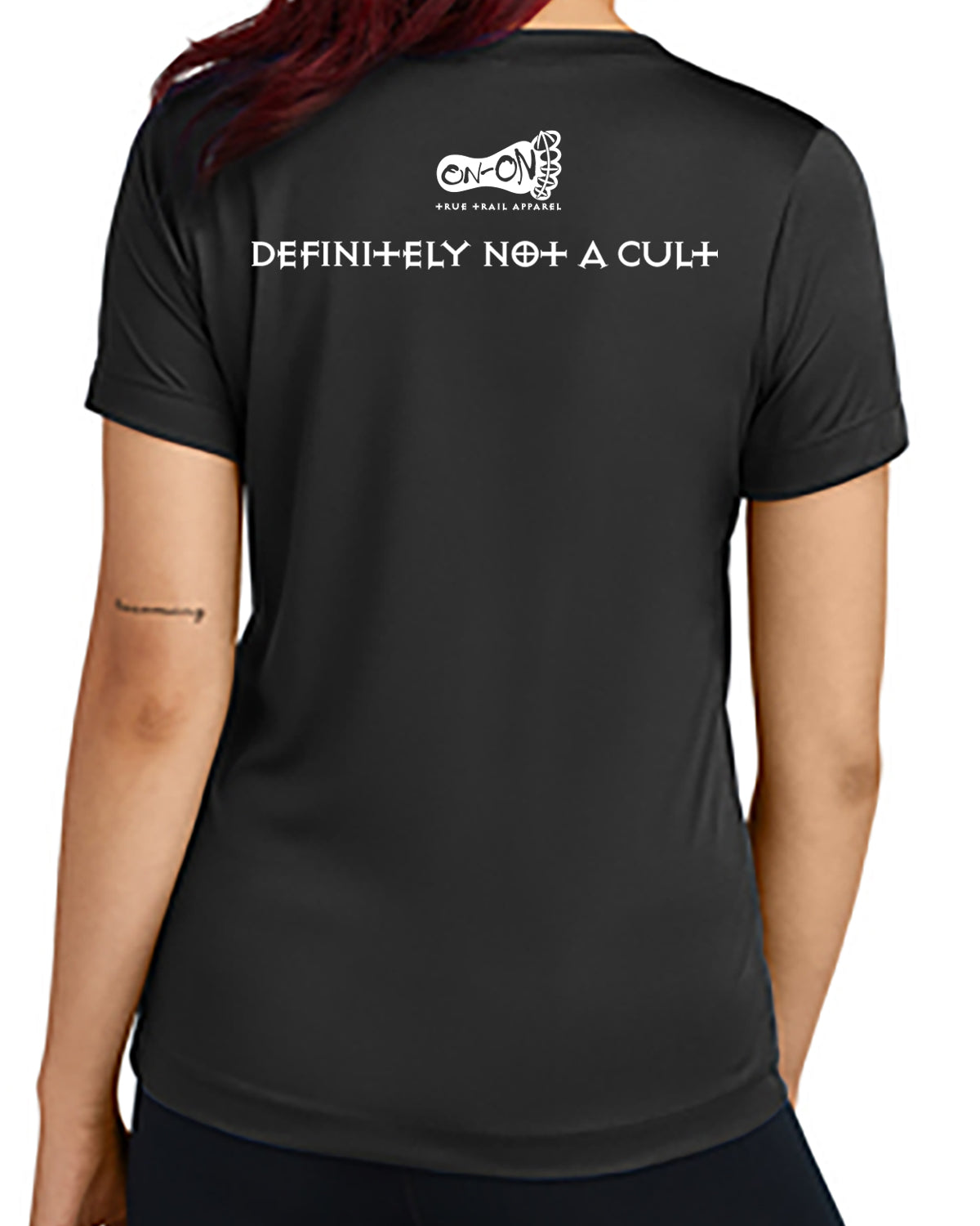 One of Us! - Not a Cult Sport-Tek Ladies V-Neck Short Sleeve Performance Tee