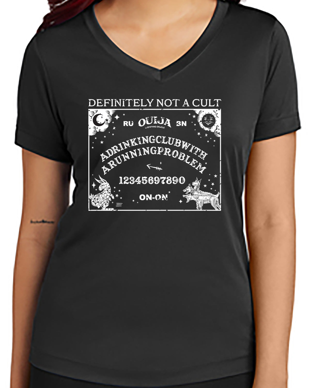 Hash Ouija Board - Not a Cult Sport-Tek Ladies V-neck Short Sleeve Performance T