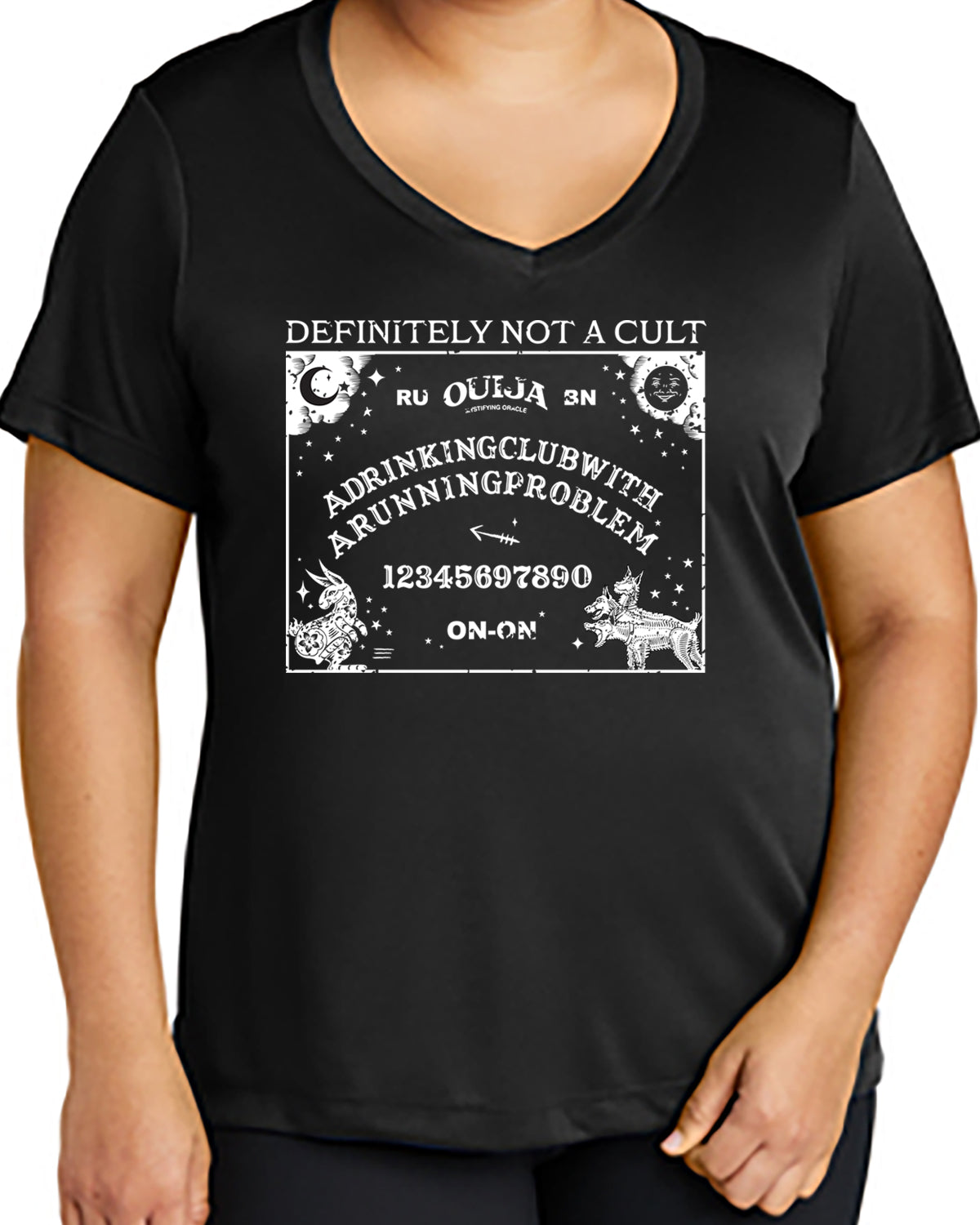 Hash Ouija Board - Not a Cult Sport-Tek Ladies V-neck Short Sleeve Performance T