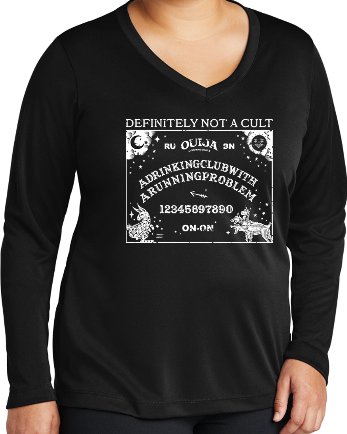 Hash Ouija Board - Not a Cult Ladies Performance V-neck Long Sleeve