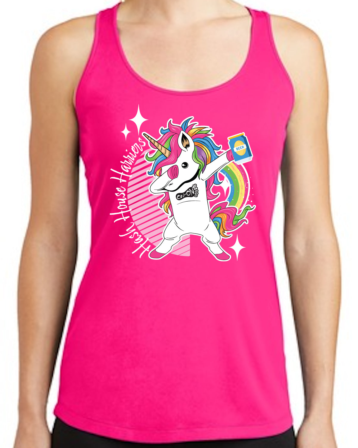 H3 Unicorn Neon PINK Ladies Sport-Tek Racerback TANK